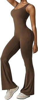 Vertvie Women Sleeveless Flare Jumpsuits Sexy Backless Tank Tops Bodycon Scrunch Butt Yoga Romper... | Amazon (US)