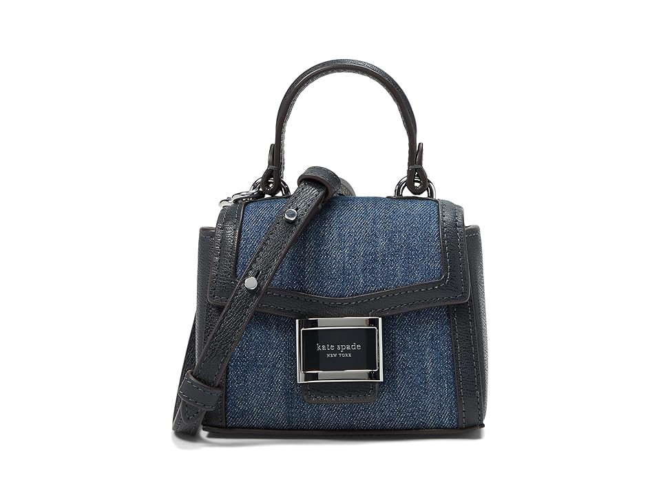 Kate Spade New York Katy Denim Micro Crossbody Cross Body Women's Handbags Winters Night, Leather/Polyester | Zappos