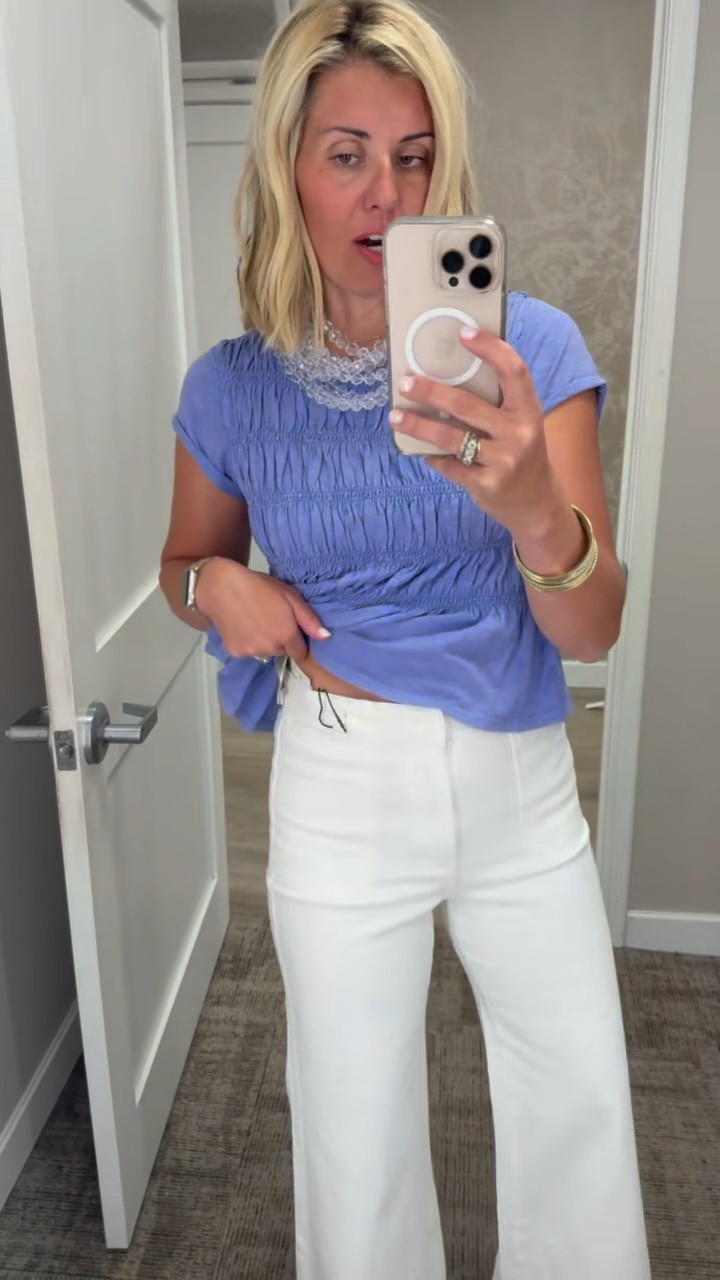 Look at these wide leg jeans! I love these so much…. They are definitely long so I will need to wear a heel or have them hemmed. I’m in xs in the top. 

#LTKmomlife #LTKdayinmylife #LTKOver40