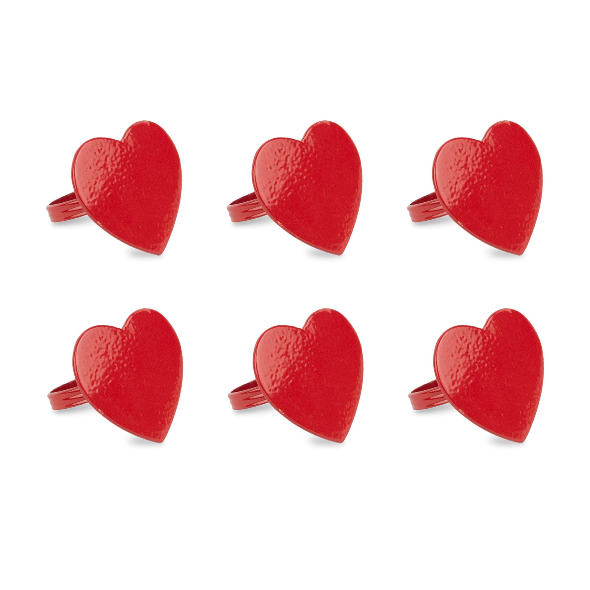 Set of 6 Red Heart Shaped Napkin Rings 2.25" - Walmart.com | Walmart (US)