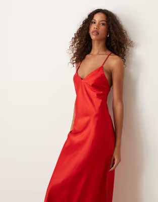 Miss Selfridge satin strappy maxi dress | ASOS (Global)
