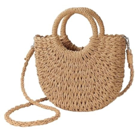 CHIC DIARY Small Summer Beach Straw Bag for Women Crossbody Top Handle Shoulder Handbag Mini Hand... | Amazon (US)