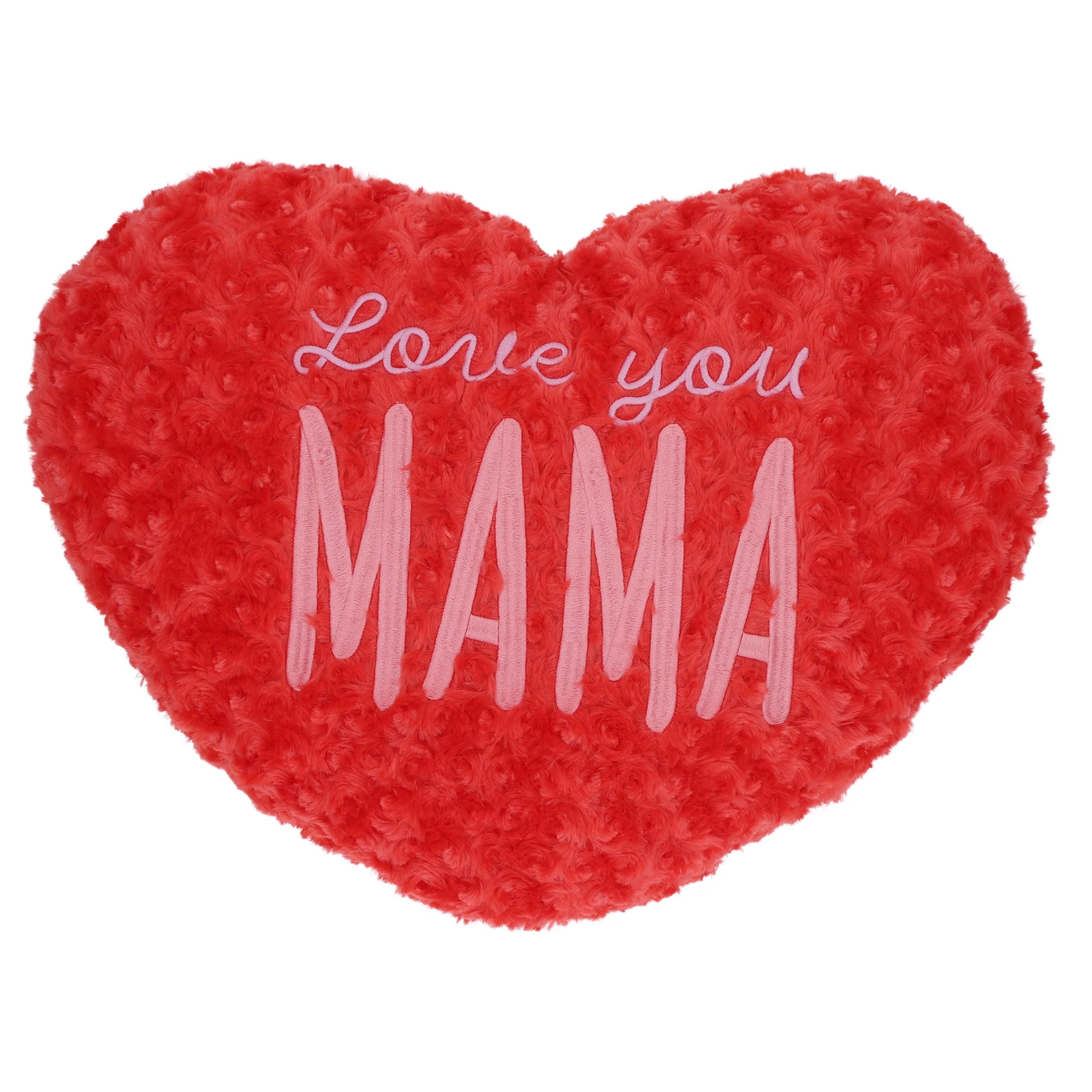 Large Love You Mama Plush Heart Pillow, Red, 19" x 15", Mother's Day by Way To Celebrate | Walmart (US)