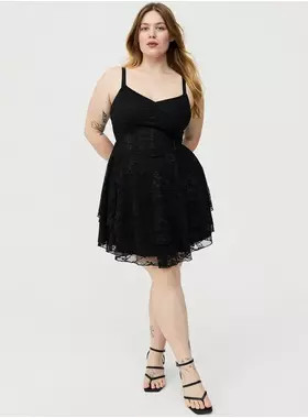 Lace Corset Tiered Mini Dress | Torrid (US & Canada)