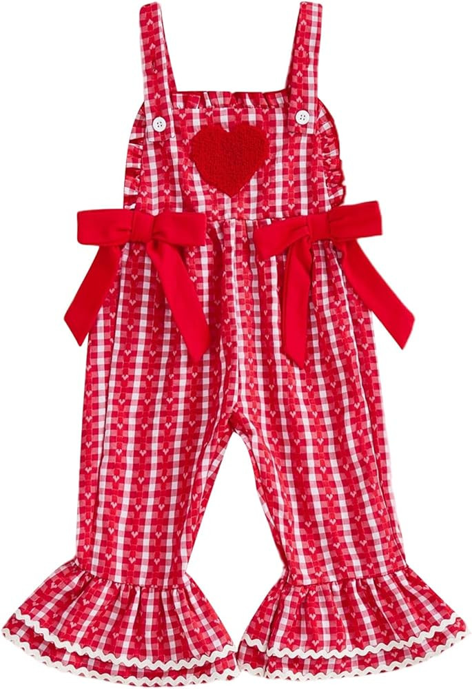 Adobabirl Toddler Baby Girl Easter Outfit Overalls Easter Eggs Bunny Embroidery Romper Flare Pant... | Amazon (US)