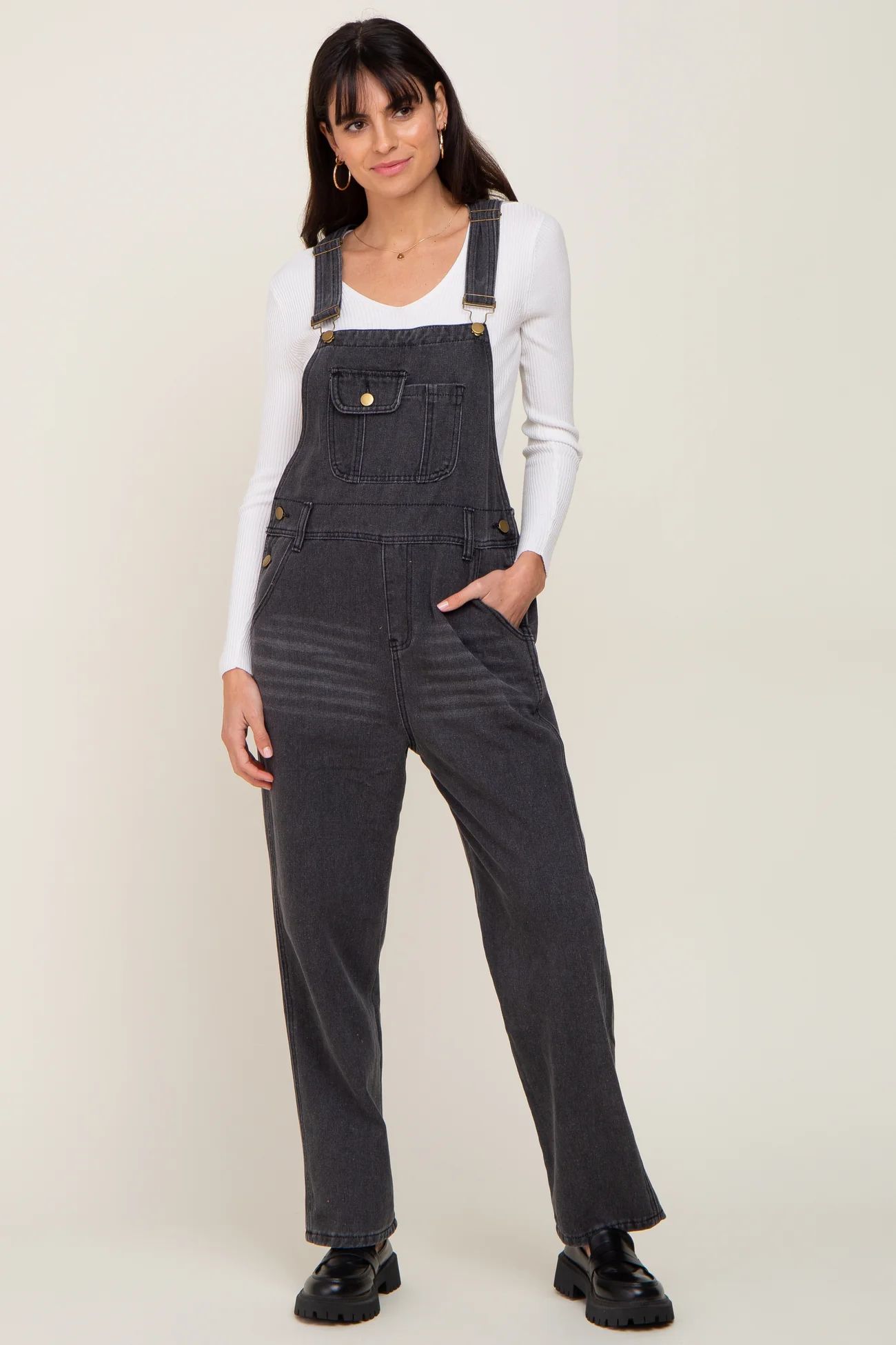 Black Denim Overalls | PinkBlush Maternity