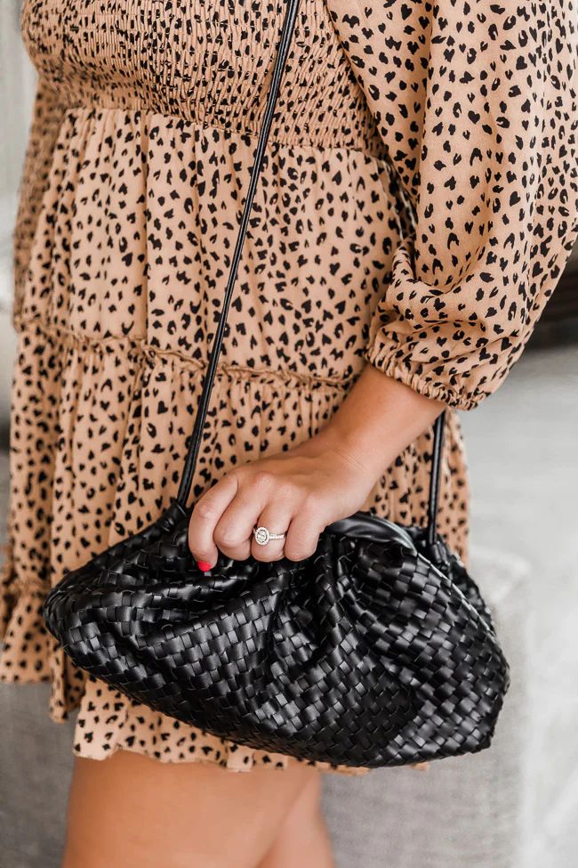 Feel My Heartbeat Black Woven Clutch | The Pink Lily Boutique