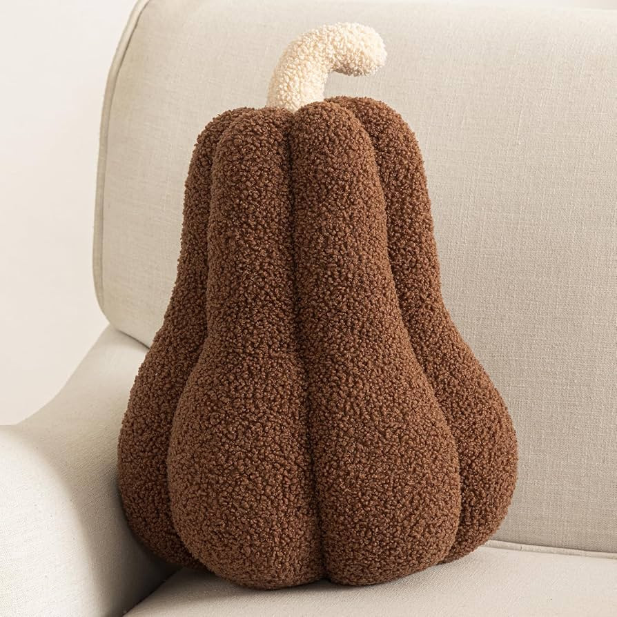 Phantoscope Teddy Fleece Squash Pumpkin Throw Pillows Ultra Soft Sherpa Decorative Cute 3D Shaped... | Amazon (US)