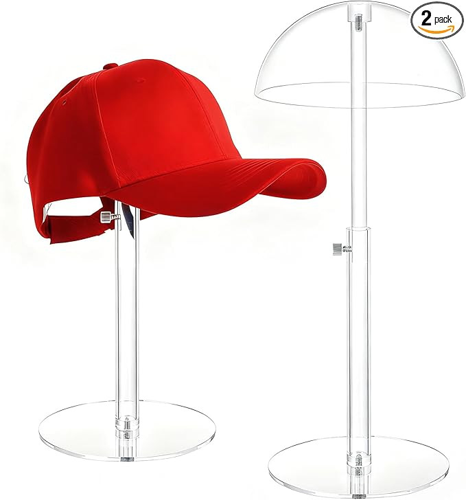 Acrylic Hat Display Stand 8-16 inch Adjustable, Clear Domed Hat Stand Rack for Baseball Cap Cowbo... | Amazon (US)