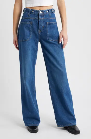 Free People We the Free Palmer Cuffed Baggy Jeans in Tunnel Vision at Nordstrom Rack, Size 32 | Nordstrom Rack
