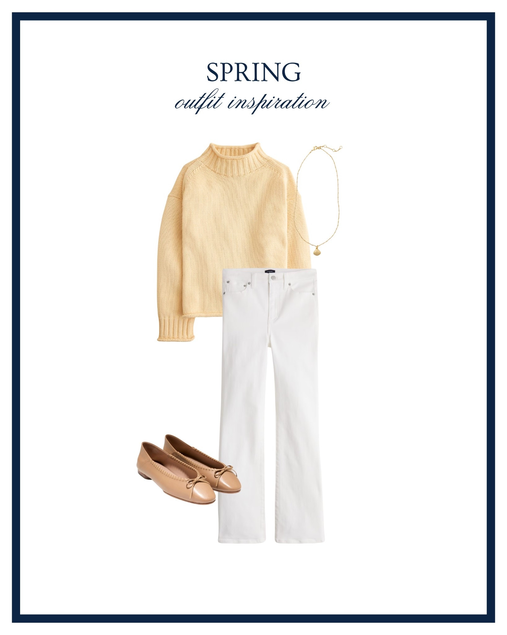Spring outfit inspiration 💛 Butter yellow, preppy outfit, spring fashion, classic style, coastal style, white jeans, styling white pants, yellow outfit, classic ballet flats 

#LTKSeasonal