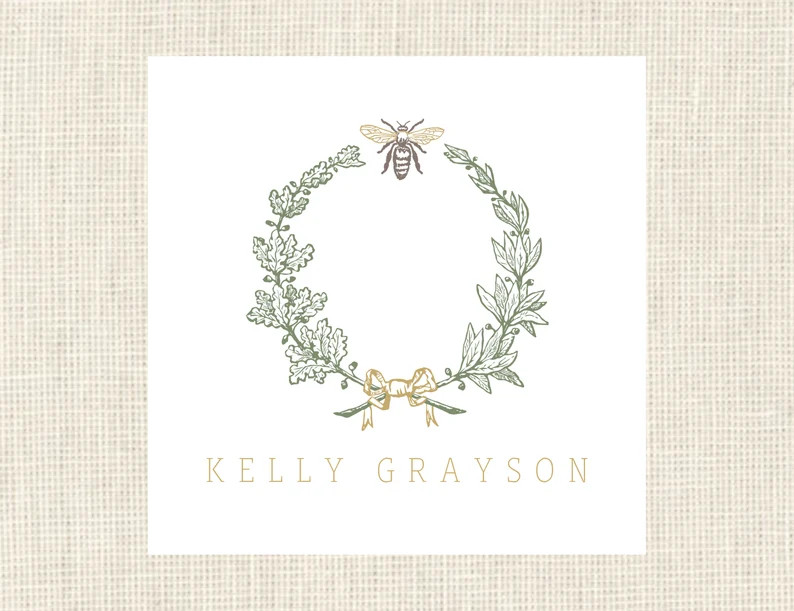 Womens Personalized Bee Gift Tags/ Honey Bee Crest Gift Tag / Calling Cards | Etsy (US)