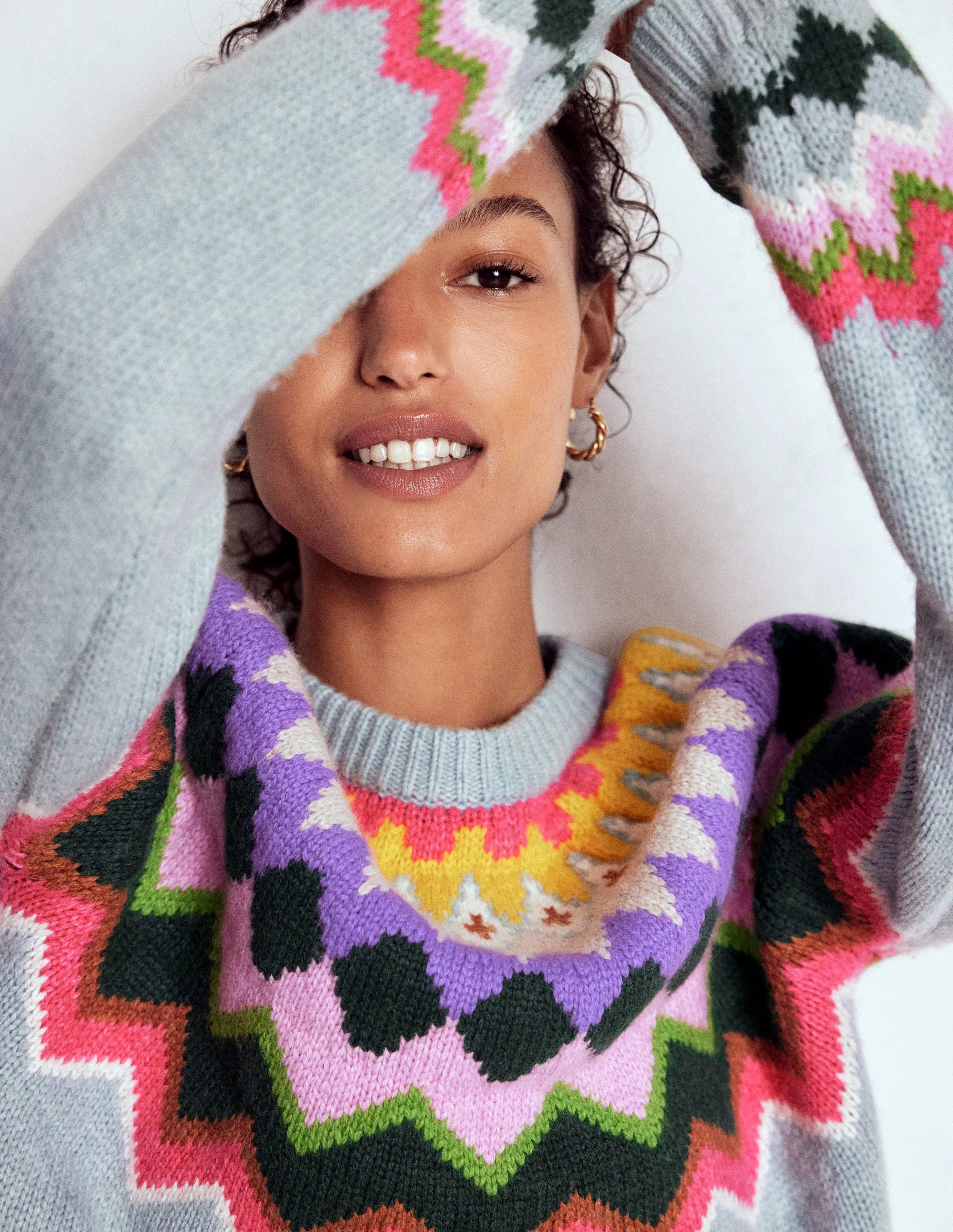 Eleanor Fair Isle Jumper-Tourmaline Blue Melange | Boden UK