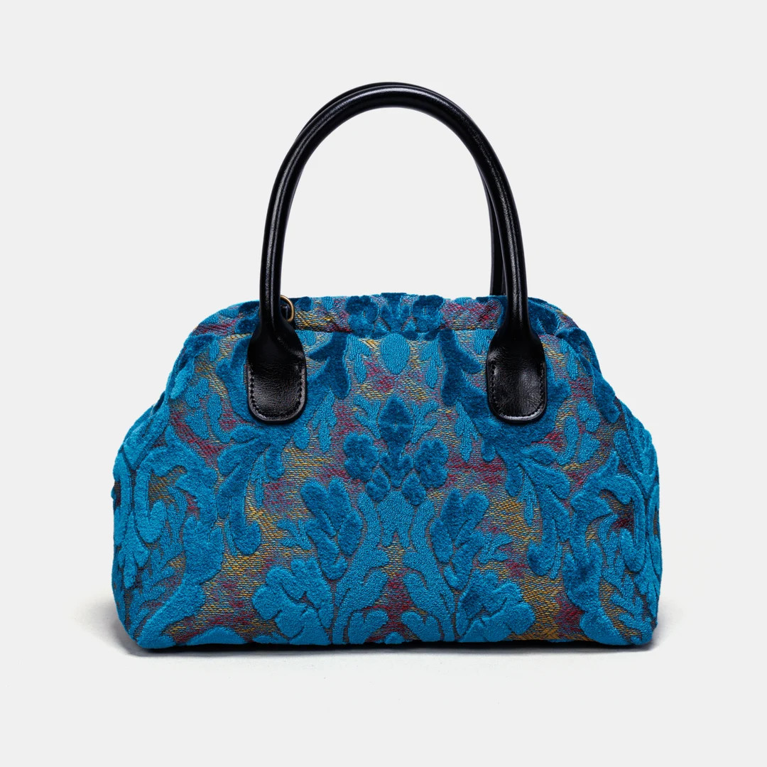 Carpet Satchel-mary Poppins Carpet Bag-everyday Carry Crossbody Bag-burnout Velvet Aqua Blue - Et... | Etsy (US)