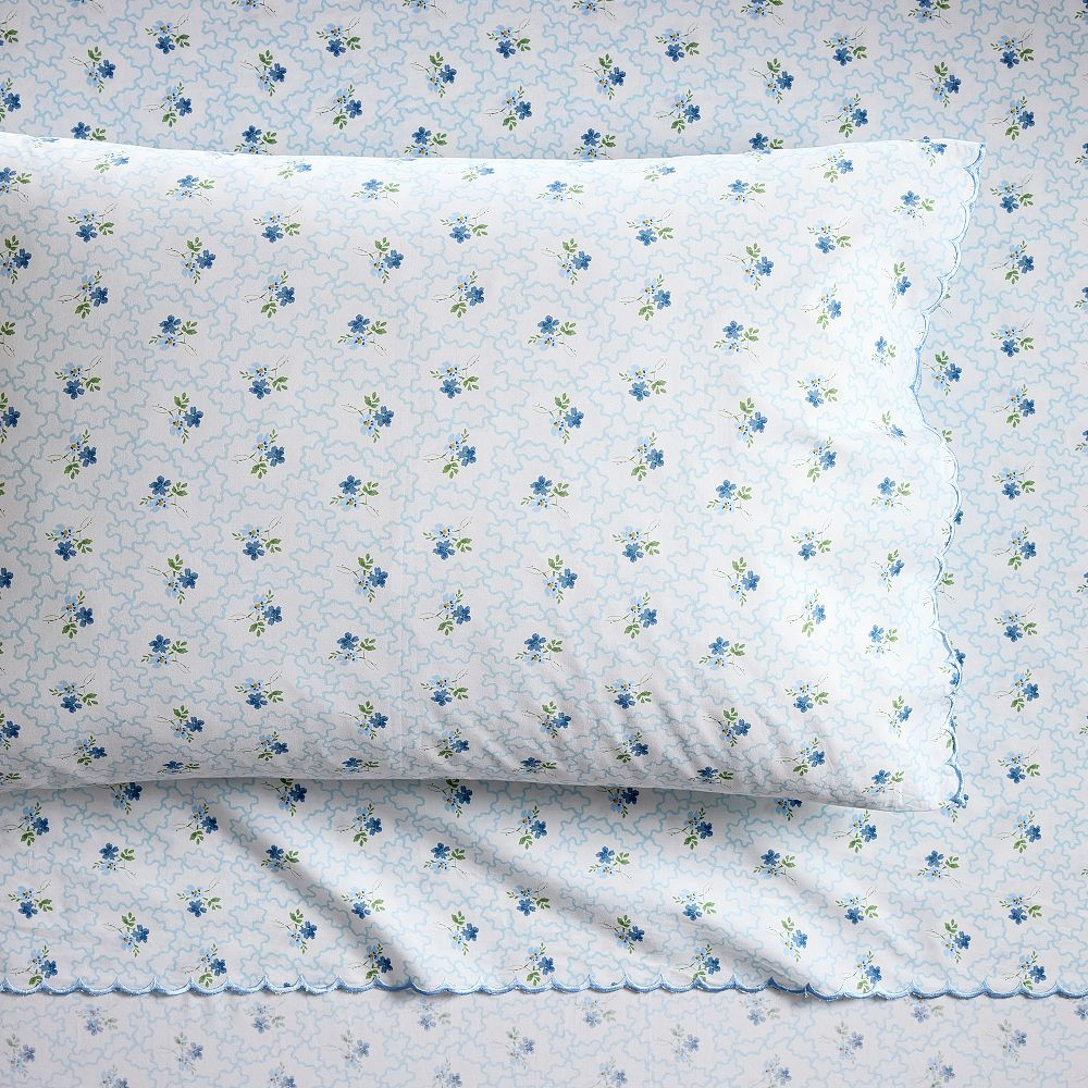 Hill House Home Clematis Scallop Floral Sheet Set | Pottery Barn Teen