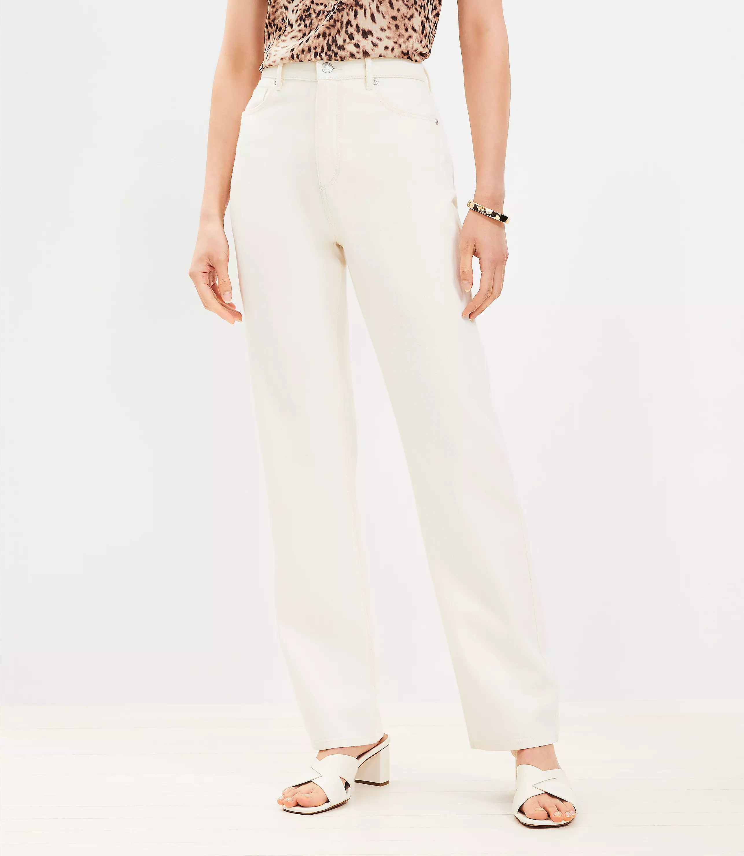 High Rise Full Length Straight Jeans in Popcorn | LOFT