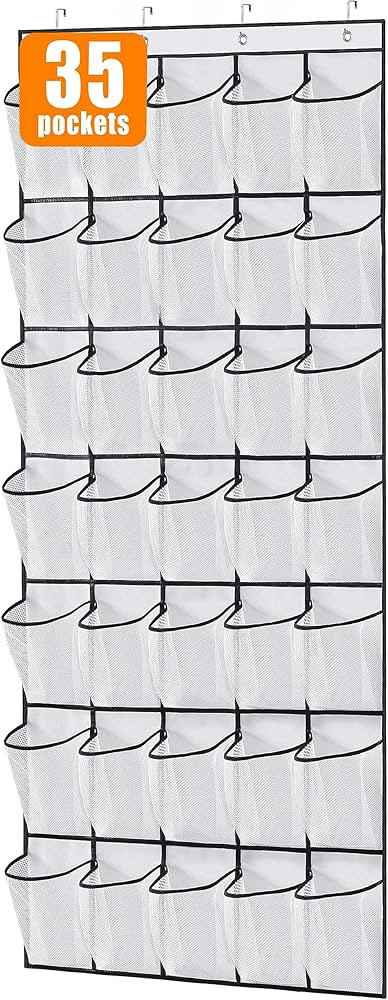 MISSLO 35 Large Pockets Over The Door Shoe Organizer Sturdy Oxford Fabric Hanging Shoe Rack for D... | Amazon (US)