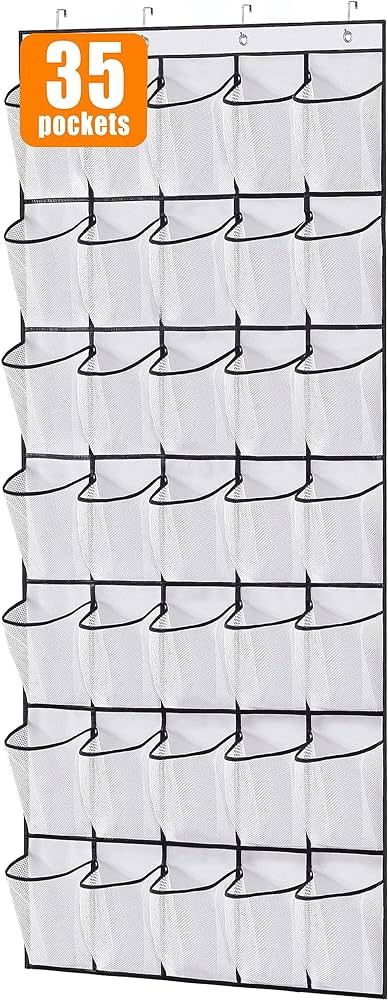 MISSLO 35 Large Pockets Over The Door Shoe Organizer Sturdy Oxford Fabric Hanging Shoe Rack for D... | Amazon (US)