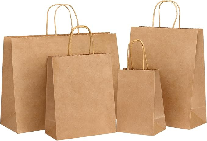 OUTUXED 40pcs Paper Bags with Handles Brown Kraft Paper Bags Assorted Sizes (8/10/12.6/16 Inches)... | Amazon (US)