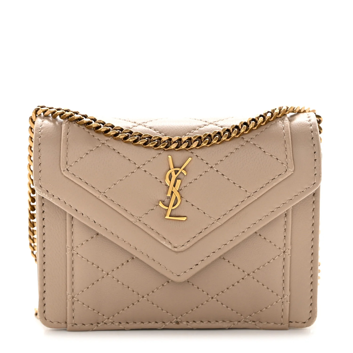 Lambskin Quilted Monogram Micro Gaby Crossbody Bag Beige | FASHIONPHILE (US)