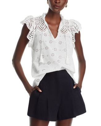 Eyelet Flutter Sleeve Top - Exclusive | Bloomingdale's (US)