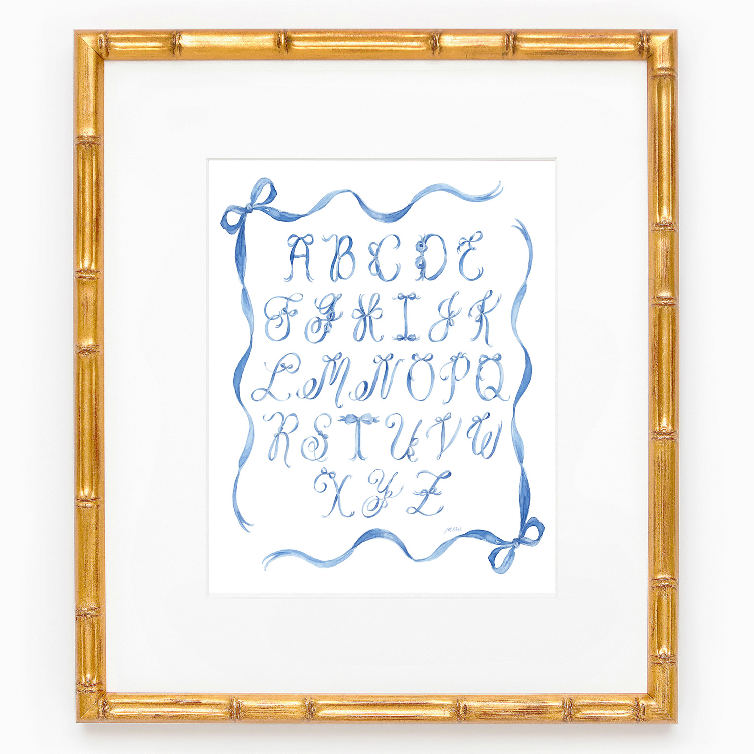 Blue Ribbons and Bows Alphabet Art Print — Simply Jessica Marie | Simply Jessica Marie
