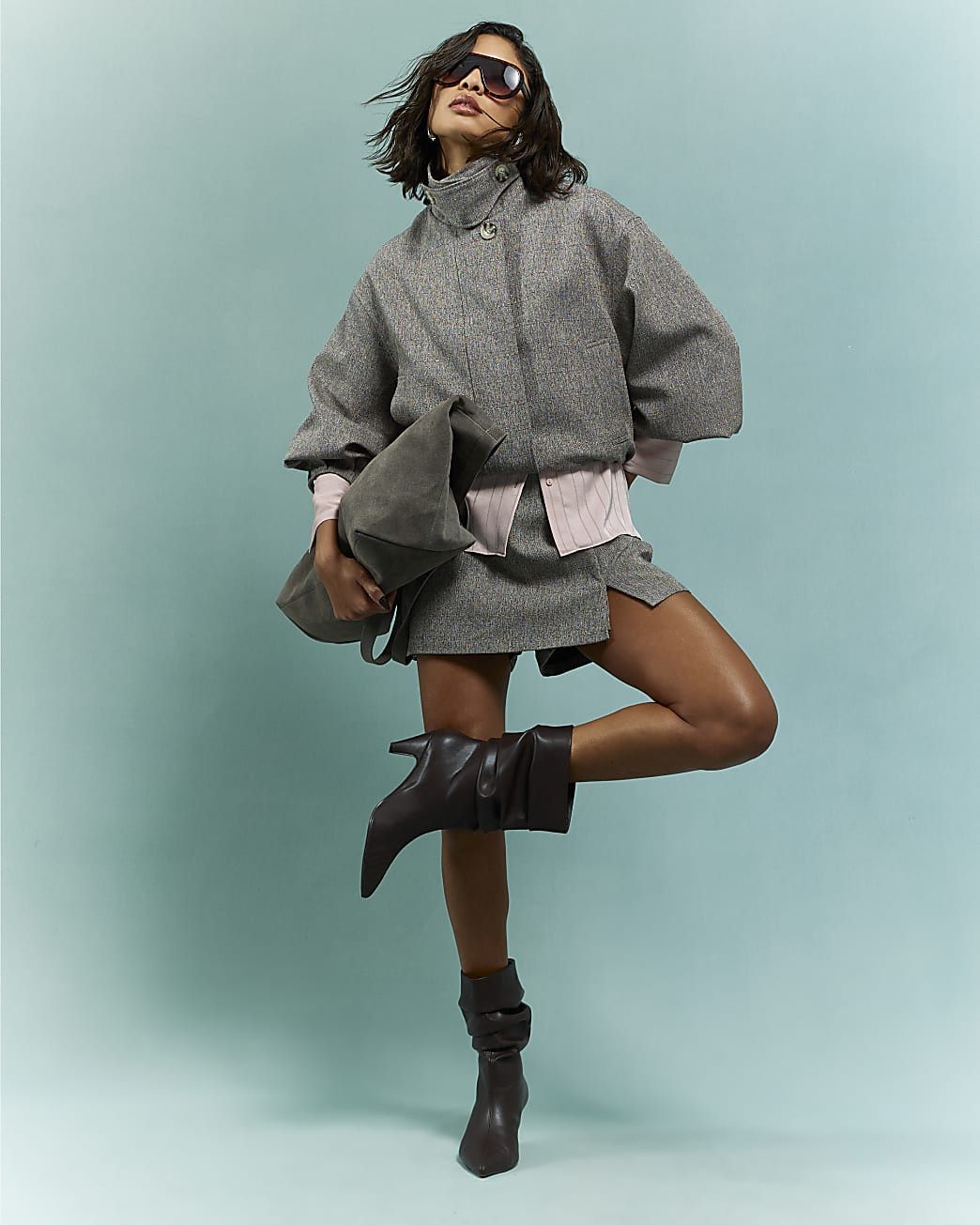 Brown Split Hem Skort | River Island UK & IE