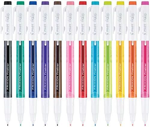 PILOT Pen 11452 FriXion Fineliner Erasable Marker Pens, Fine Point, Assorted Color Inks, 12 Count... | Amazon (US)