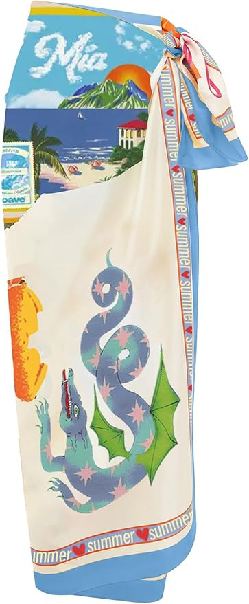 Women's Beach Swimwear Printed Long Sarong Coverups Bathing Suit Pareo Large Pashmina Wrap Skirt | Amazon (US)