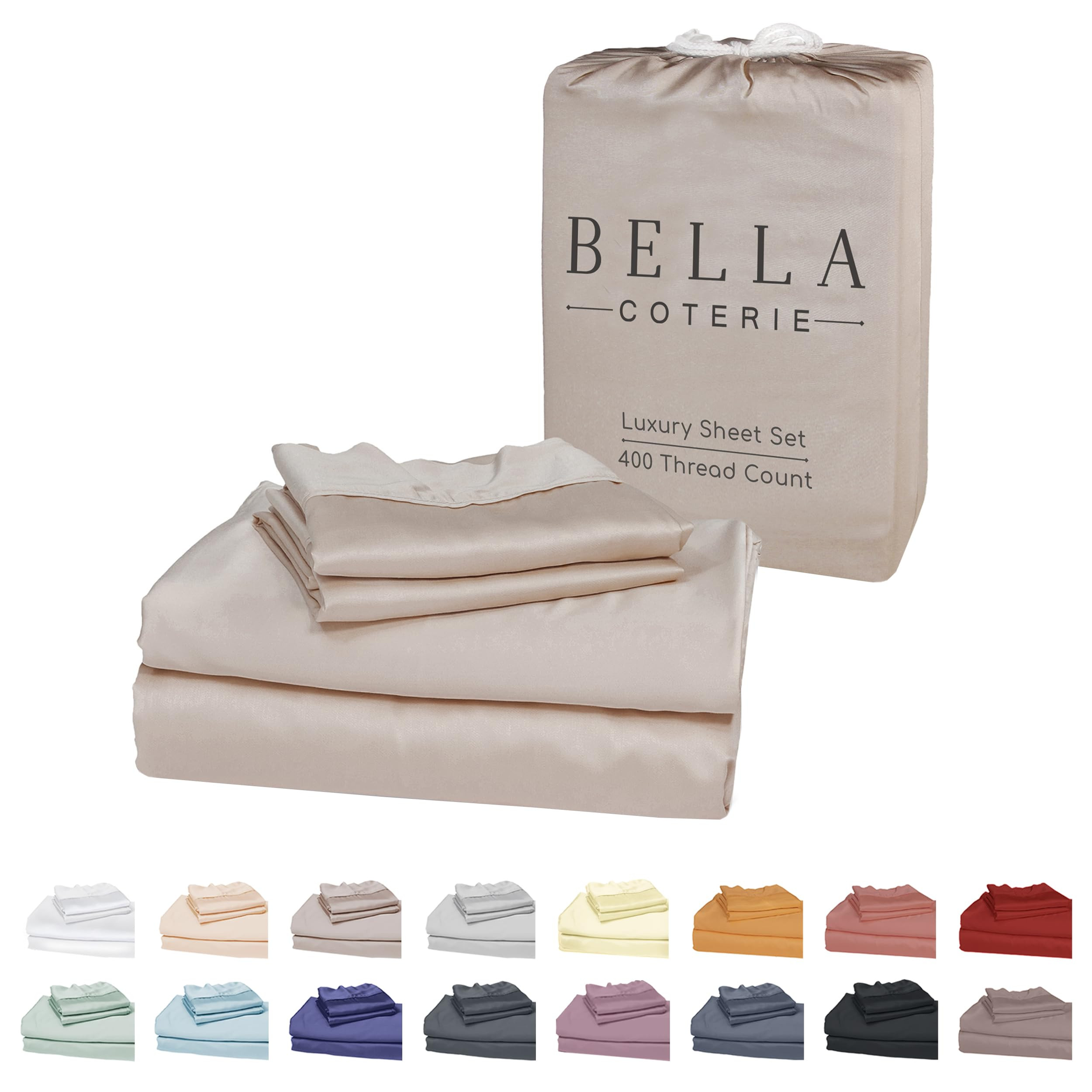 Bella Coterie Luxury Bamboo Viscose Queen Size Sheet Set | 100% Organically Grown | Ultra Soft | ... | Amazon (US)