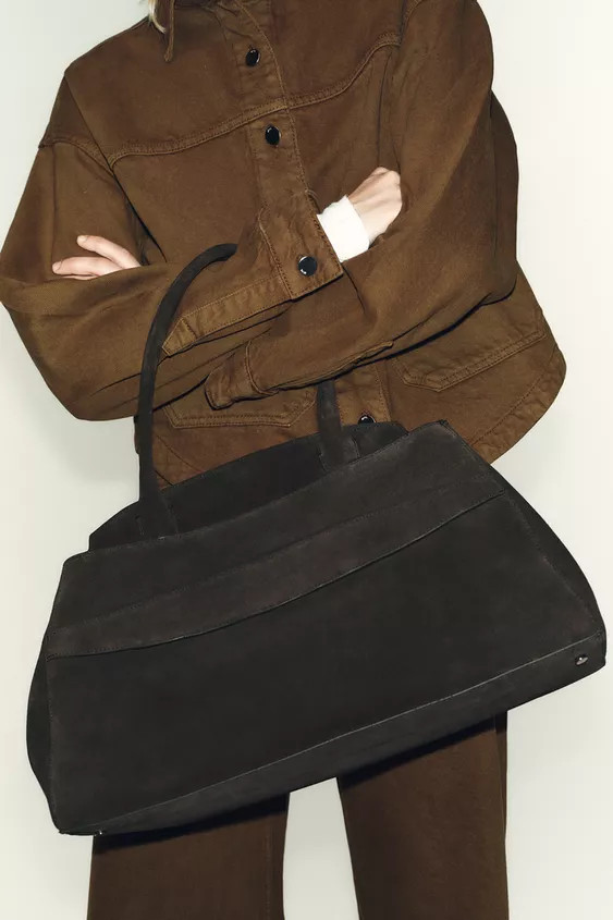 SPLIT LEATHER SHOULDER BAG | Zara Canada