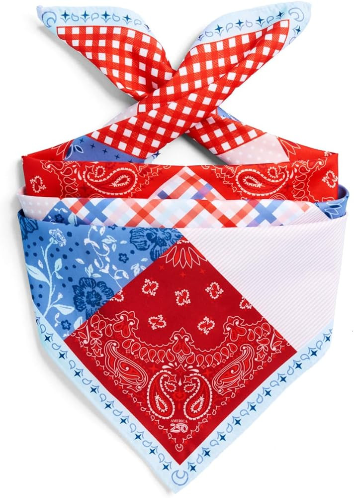 xo, Fetti America 250 Patchwork Bandana | Patriotic Headscarf, Fourth of July, Red White Blue, Pa... | Amazon (US)