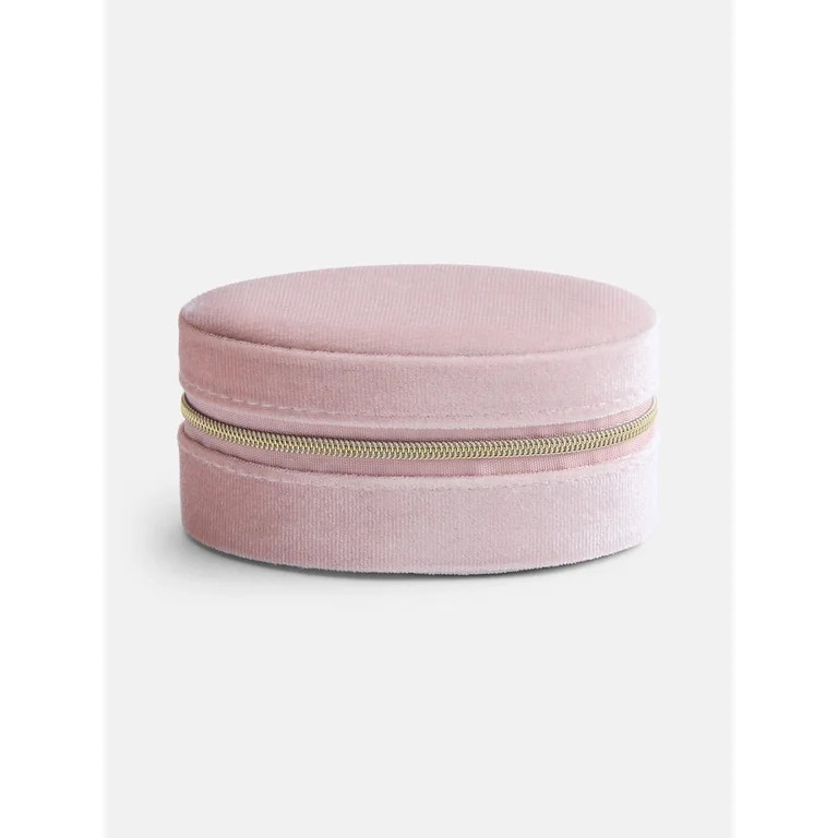 Scenario Women's Oval Zippered Velvet Jewelry Organizer, Pink | Walmart (US)