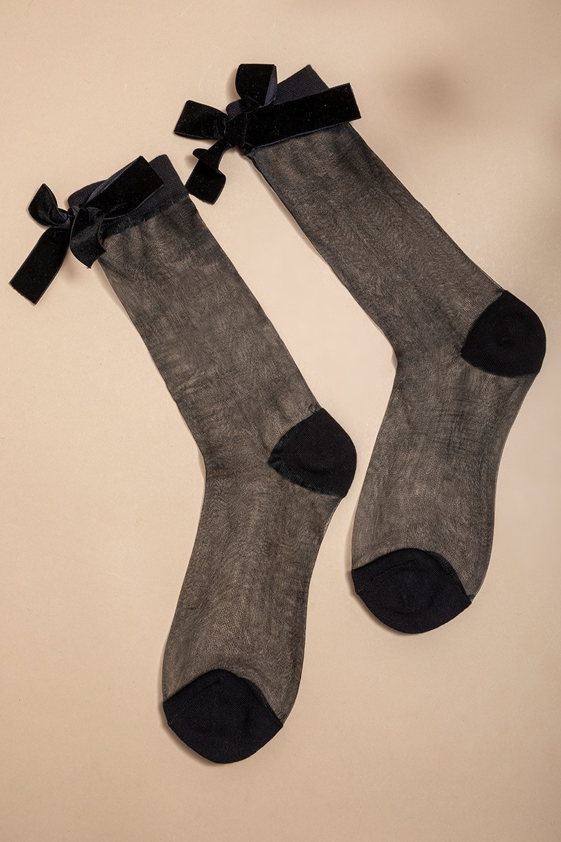 Tiffany Sheer Bow Crew Socks | Francesca's