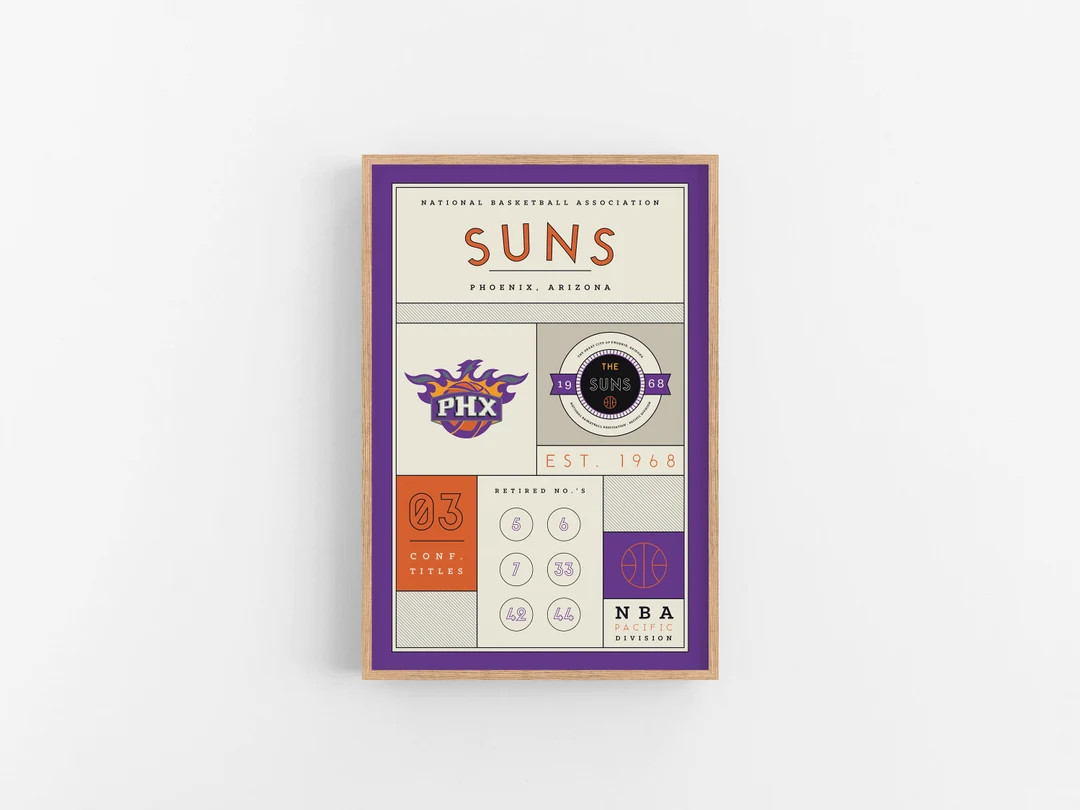 Phoenix Suns Stats Print Wall Art Vintage Poster Suns Basketball - Etsy | Etsy (US)