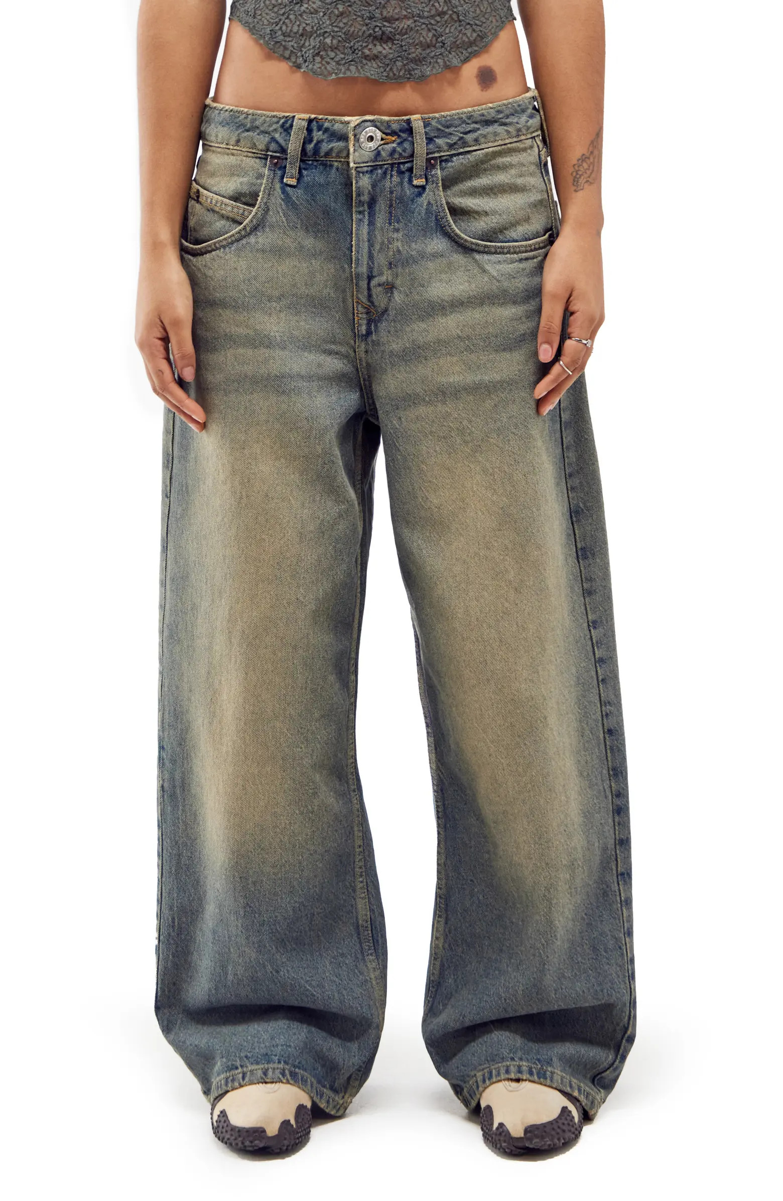 Jaya Tinted Low Rise Wide Leg Jeans | Nordstrom