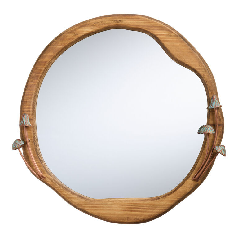 Natural Brown Wood Organic Mushroom Wall Mirror | World Market