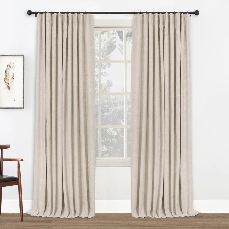 Birglinde 100% Blackout Curtains Thermal Linen Textured for Bedroom Living Room Clip Ring/Rod Poc... | Wayfair North America