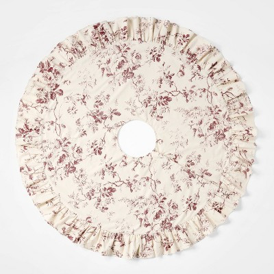 50" Ruffle Botanical Tree Skirt Cream/Red - Threshold™ designed with Studio McGee | Target
