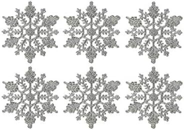 Kipokalor Silver Plastic Snowflake Ornaments 24pcs 3inc Tiny Sparkling Silver Iridescent Glitter ... | Amazon (US)