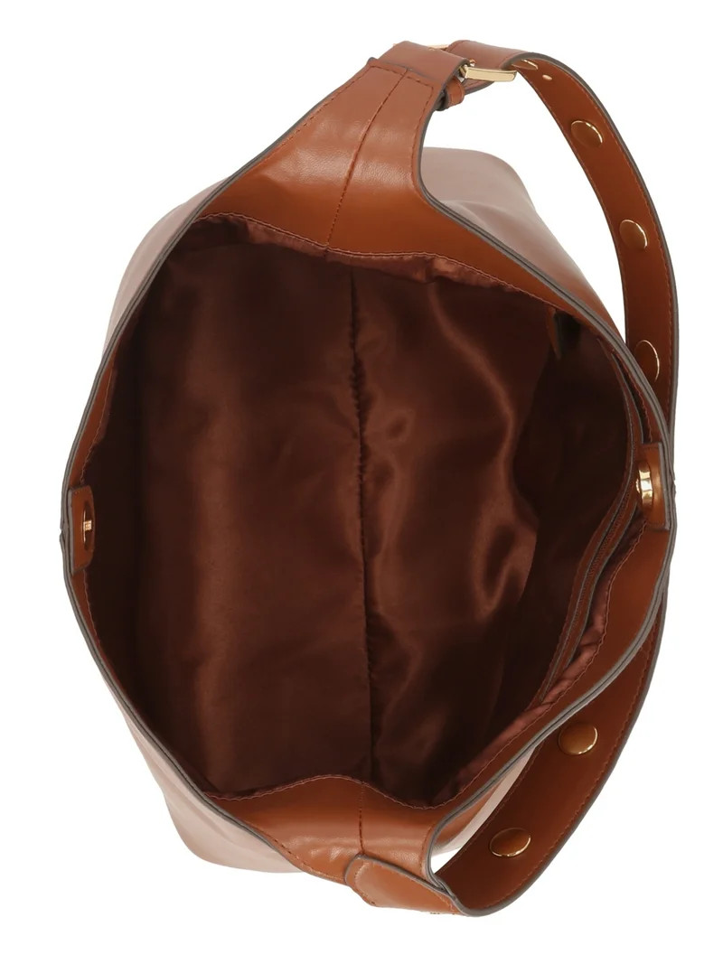 Time and Tru Women's Shively Faux Leather Bucket Handbag, Cognac | Walmart (US)