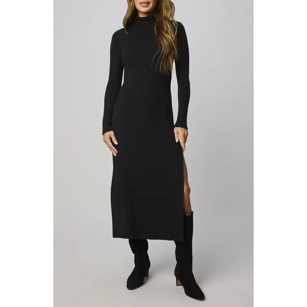 Splendid Rylee Turtleneck Long Sleeve Dress in Black at Nordstrom, Size Small | Nordstrom