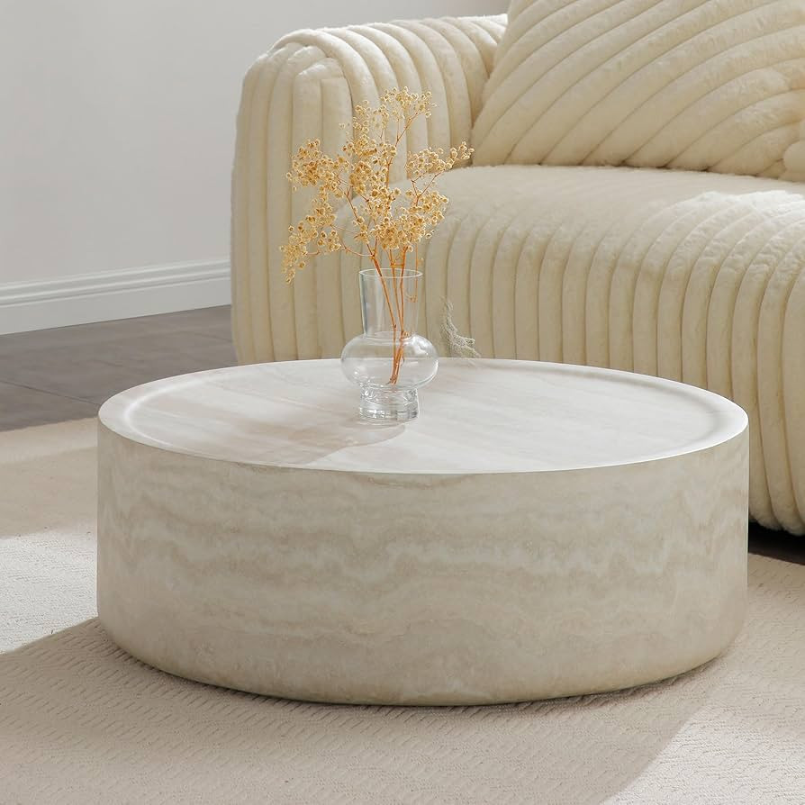 JUSTONE Round Coffee Tables for Living Room, Faux Mars Pattern Modern Minimalist Side Tables Acce... | Amazon (US)