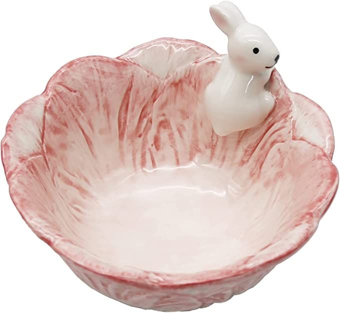 LIDSCURA Cute Bunny Ceramic Bowl, Salad Bowl with Cabbage Rabbit Shaped, Rice Soup Ice Cream Cand... | Amazon (US)