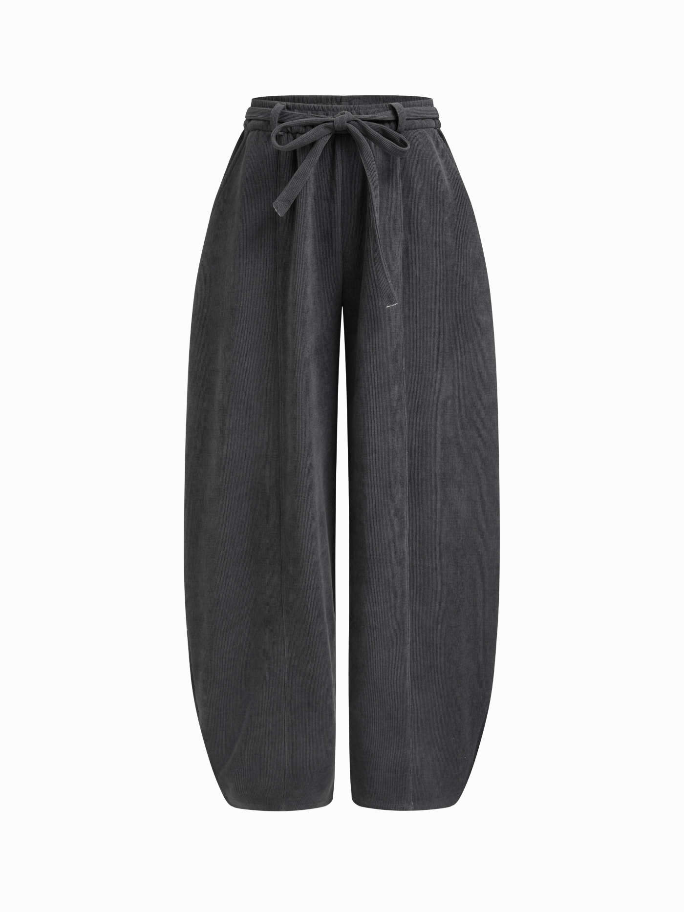 Corduroy Corduroy High Rise Barrel-leg Trousers With Belt For Daily Casual | Cider