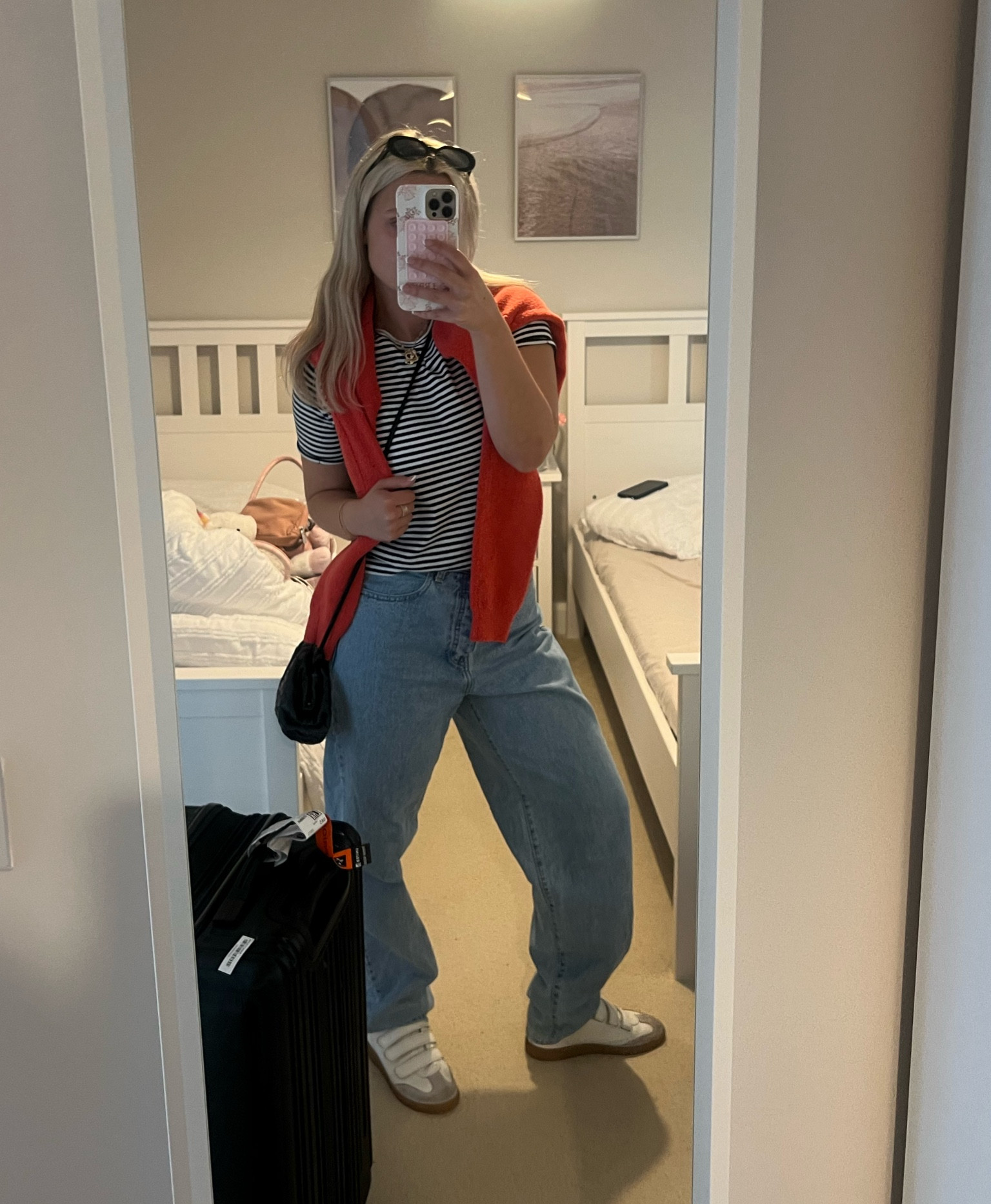 Travel day outfit, outfit of the day for traveling! Affordable outfit, vacation outfit, workwear, outfit for errands, summer casual outfit, casual outfit, outfit inspo, basic outfit, basic tee, casual work outfit, striped top! 

#LTKWorkwear #LTKStyleTip #LTKSeasonal