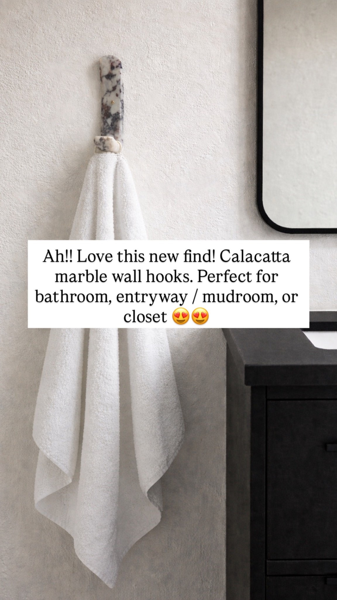 Ah!! Love this new find! Calacatta marble wall hooks. Perfect for bathroom, entryway / mudroom, or closet 😍😍

#LTKSaleAlert #LTKHome