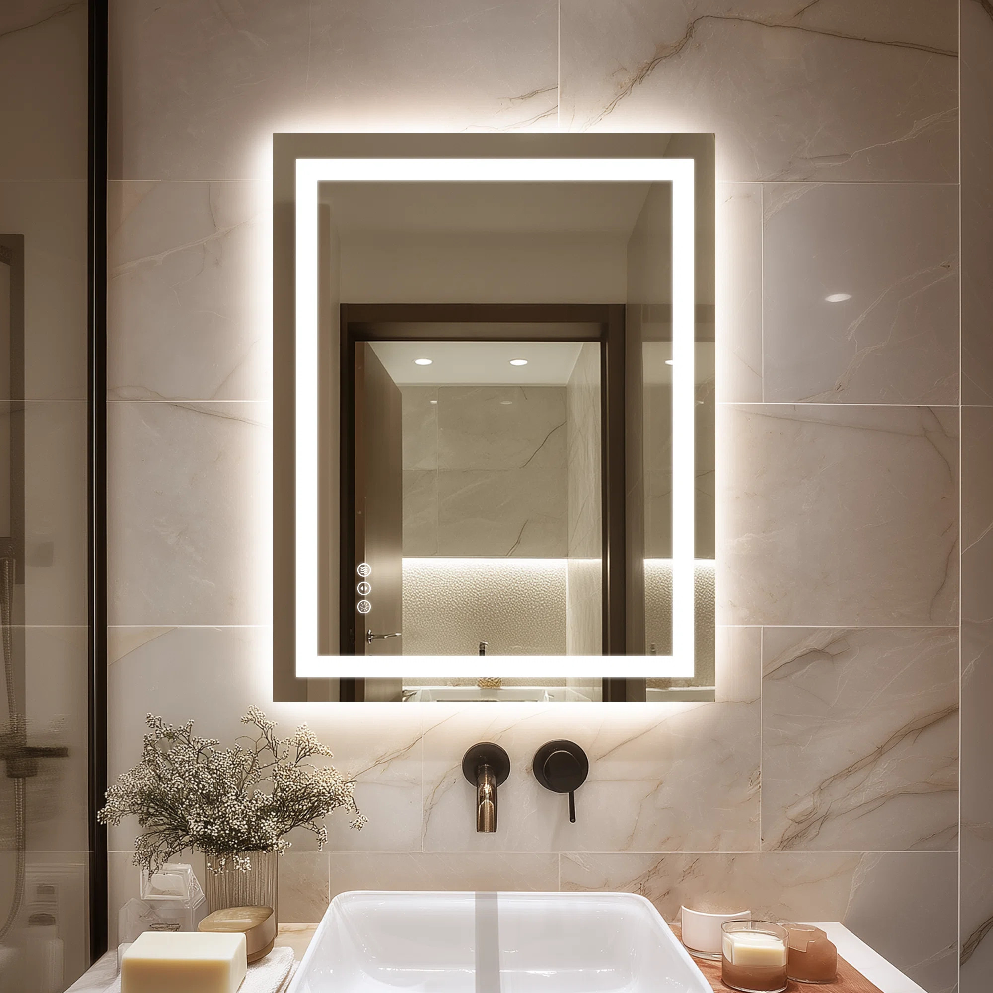 Led Backlit Frameless Lighted Bathroom Mirror Wall Mirror Dimmable Anti-fog | Wayfair North America