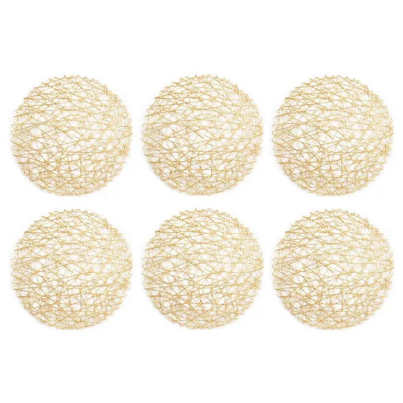 Set of 6 Gold Woven Paper Round Placemat - Design Imports | Target