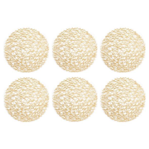 Set of 6 Gold Woven Paper Round Placemat - Design Imports | Target